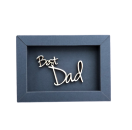 BEST DAD frame card wood lettering magnet