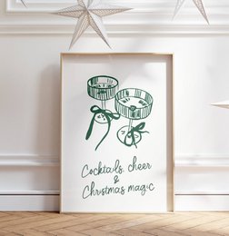 Weihnachtsposter Cocktails, purer & Weihnachtszauber, trendiges Weihnachtsposter, Cocktailposter, Retro-Weihnachtsposter