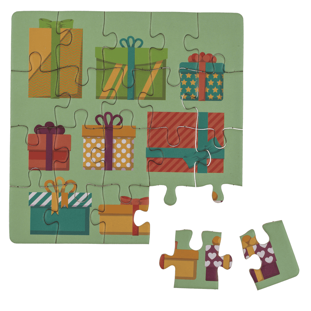 Square shaped gift card, puzzle, Birthday,