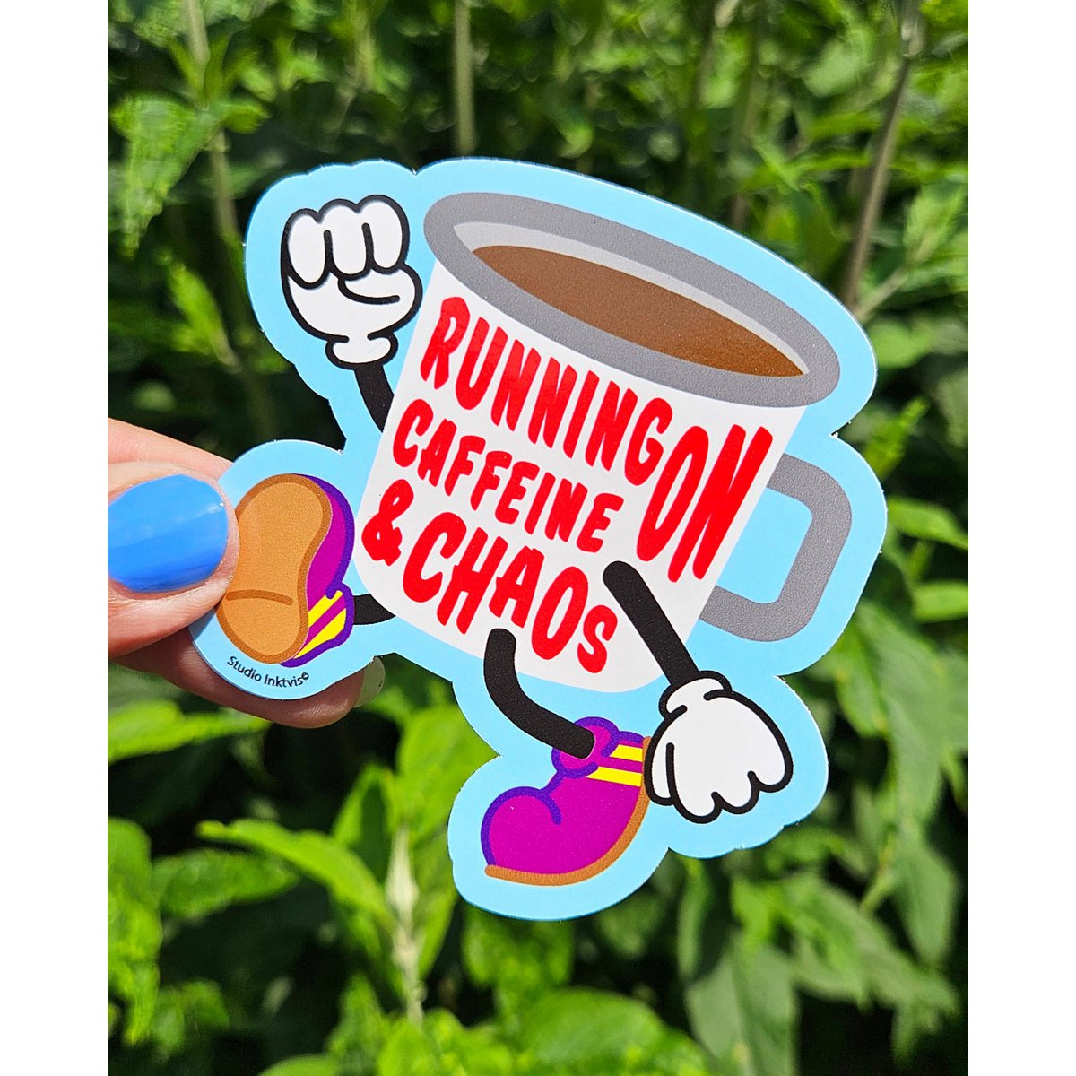 Sticker Running on Caffeine and Chaos