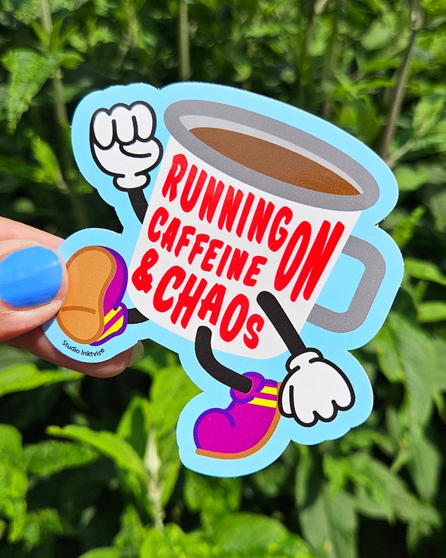 Sticker Running on Caffeine and Chaos