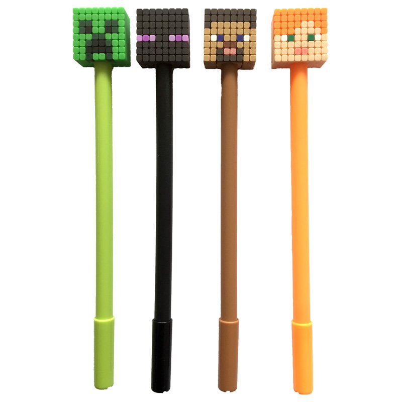 Minecraft Fine Tip Pen med silikone topper (Alex/Steve/Creeper/Enderman)