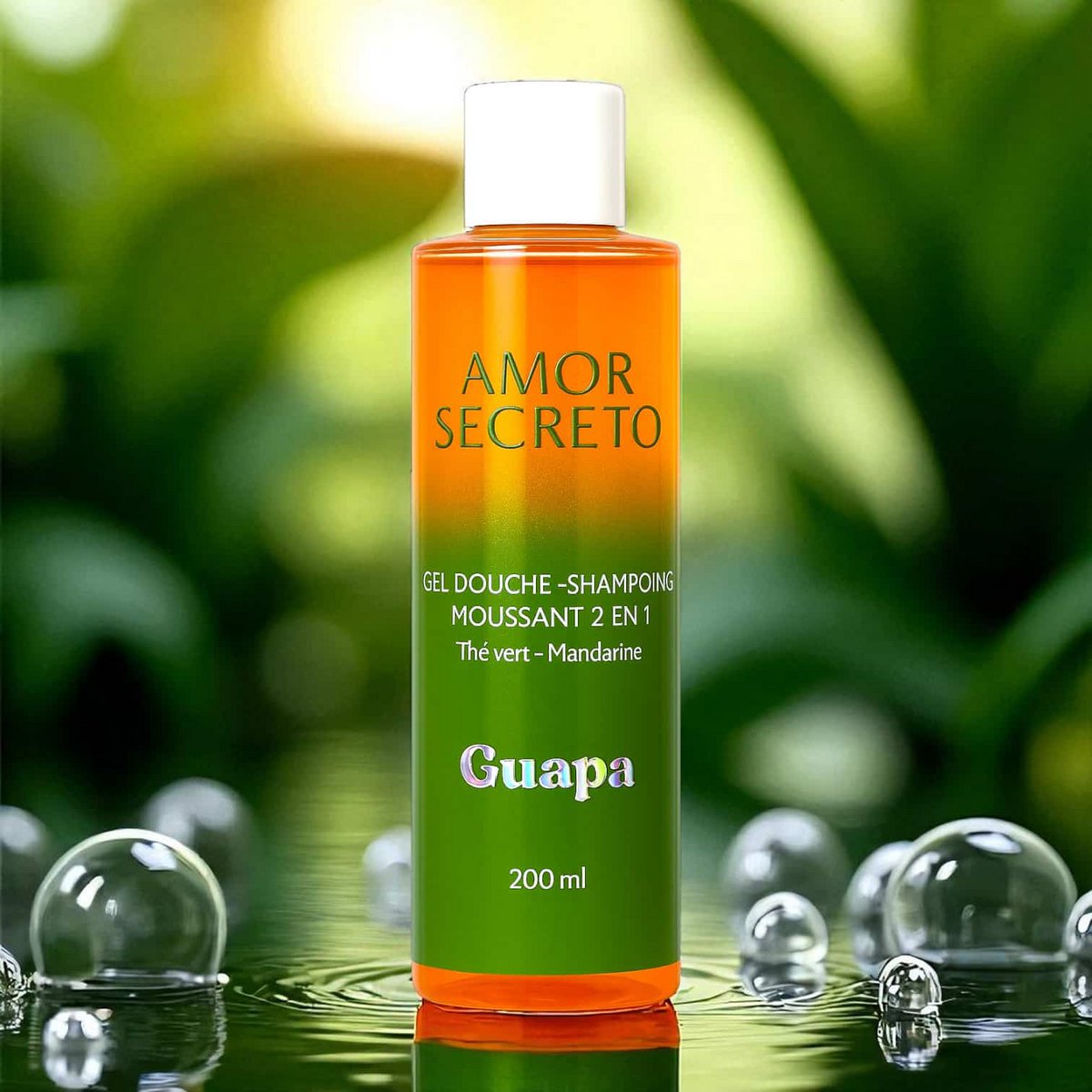 Shower gel - 2 i 1 skummende shampoo - GUAPA - Mandarin grøn te