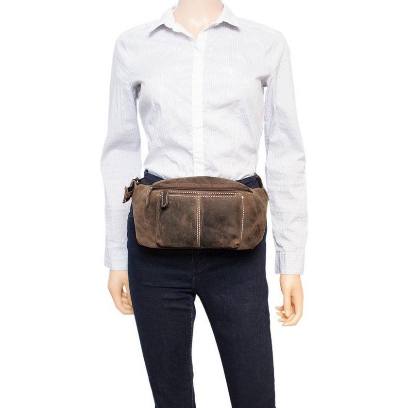 Hofte taske damer eller hofte taske mænd cognac farverig læder fanny pack