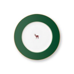 Plate Love Birds Deer Dark Green 17cm