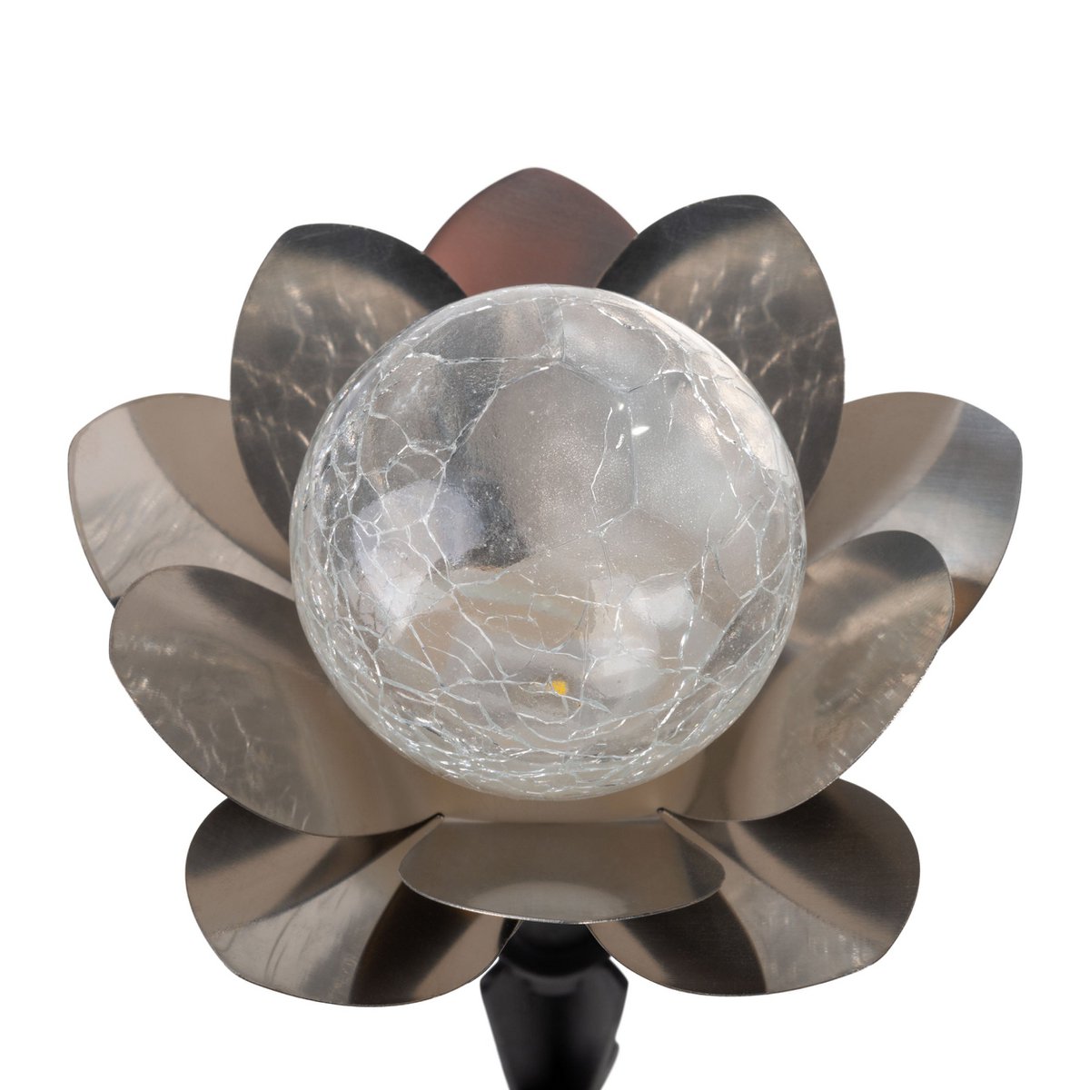 Solare-deco-earthspieet 3 set "lule" Ø ca. 10 cm, ca. 20 cm di altezza, acciaio inossidabile, vetro con un effetto crackle