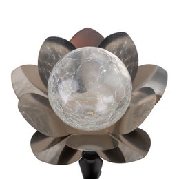 Solare-deco-earthspieet 3 set "lule" Ø ca. 10 cm, ca. 20 cm di altezza, acciaio inossidabile, vetro con un effetto crackle