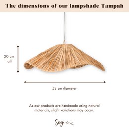Boho Lampeskærm – Stor Raffia Loftslampe – Naturlig Pendel – Håndlavet Loftslampe Lavet af Raffia TAMPAH (Ø 53 cm)