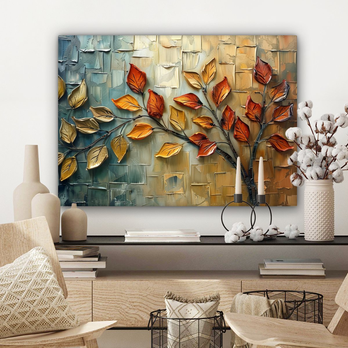 Canvas schilderij  - Wanddecoratie Boom - Abstract - Natuur - Kunst - Muurdecoratie woonkamer - Kamer decoratie modern - Abstracte schilderijen
