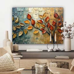 Canvas schilderij  - Wanddecoratie Boom - Abstract - Natuur - Kunst - Muurdecoratie woonkamer - Kamer decoratie modern - Abstracte schilderijen