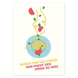 Postcard "Noodles are like worry" from recycled paper