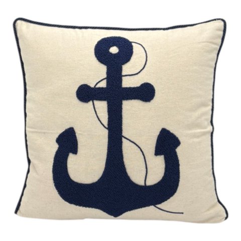 Decorative pillows with punch embroidery - marine - anchor - 43 x 43cm