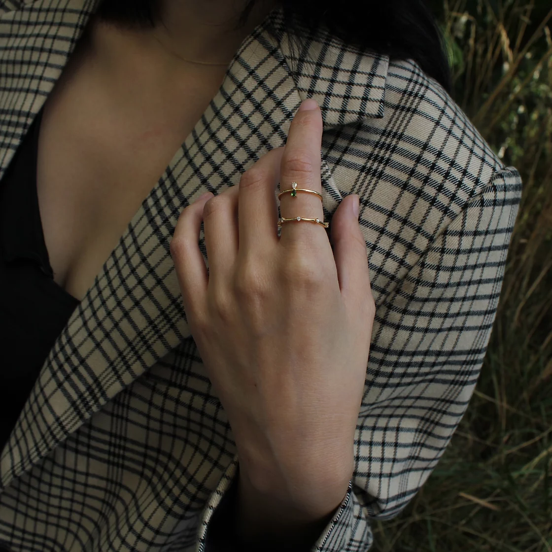 Bague double pierre en or 18 carats
