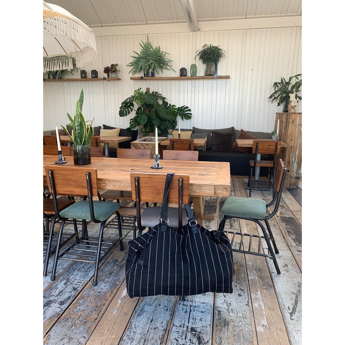 ANNA NERA Fairtrade Big Bag M - Met rits - Strandtas - Weekendtas - Shopper jute M noir 400-013