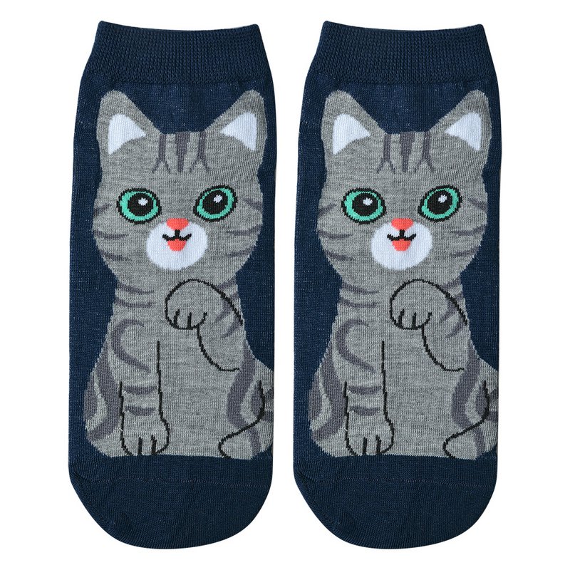 Grappige Sokken one size Blauw Polyester Kat