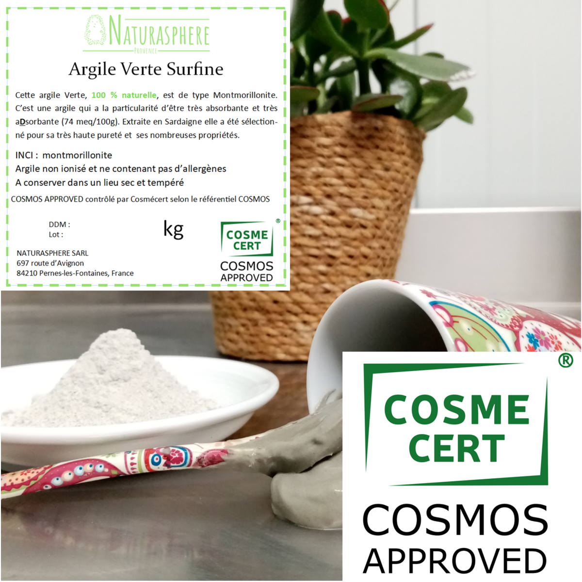 Zielona glinka 5 kg COSMOS luzem + etykiety