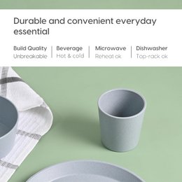 Ecofy Przyjazny dla Ziemi | Zestaw 6 | 180 ml | Nietłukąca szklanka do wody i soku | Każdy | Kubki dla dzieci wykonane z biokompozytu łusek ryżowych| Można używać w kuchence mikrofalowej | na ciepło i zimno | Wielokolorowy certyfikat TUV
