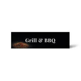  Black rectangular sticker with "Grill & BBQ" text and spice seasoning image for grilling