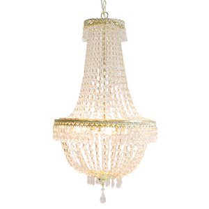 Crystal ceiling light, clear/gold, plastic/metal, 45x75 cm