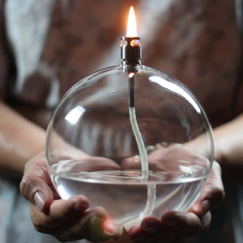 Oil lamp Round chrome L
