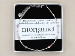 Enkelbandje Fira morganiet en amethyst, zilver of goud roestvrijstaal