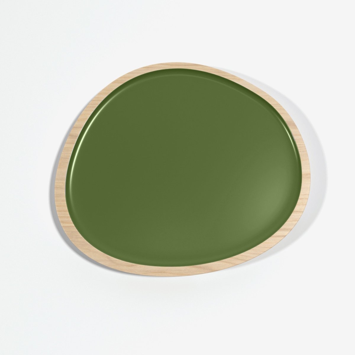 Juego de 2 bandejas Treviso, en madera y pintura cerámica verde caqui