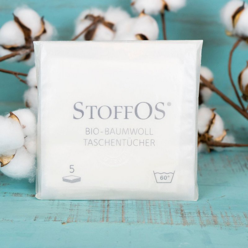 Mouchoirs en tissu, blanc, motif d'emballage StoffOS PUR ou BRANCHE DE COTON