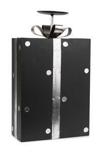 Kerzenhalter Geschenk schwarz/silber 22x37 cm VE 2