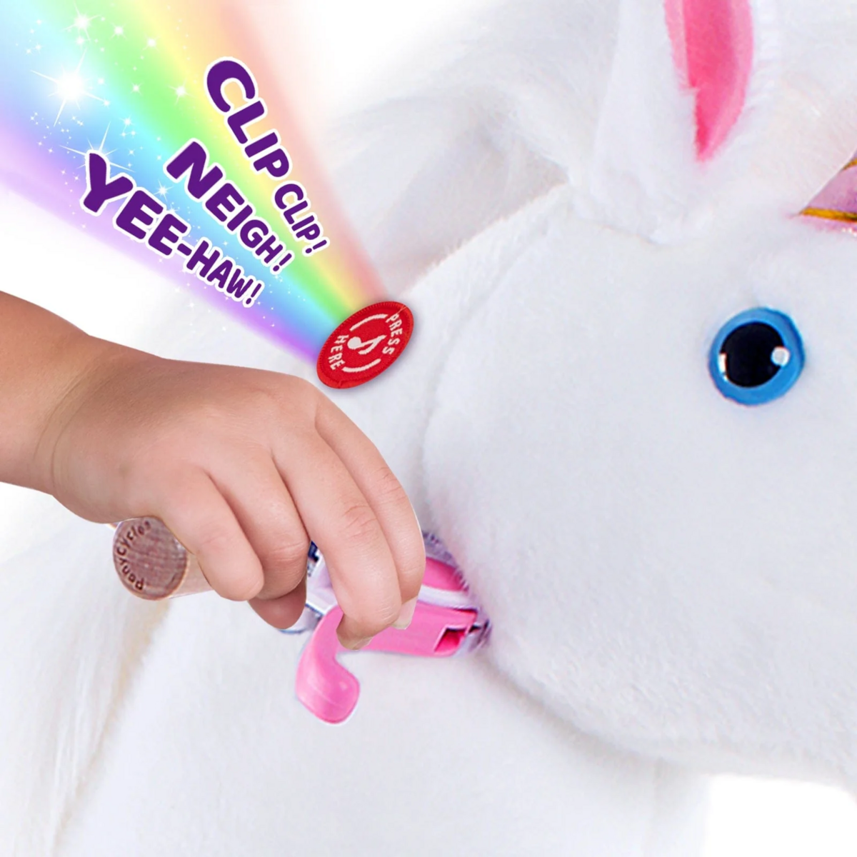 PonyCycle Ride on Toy White Unicorn | Leeftijd 4-7 | Plush Animal Riding Toy | Klassieke u beste geschenken