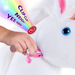Ponycycle -Fahrt auf Spielzeug weißes Einhorn | Alter 4-7 | Plüschtier -Reitspielzeug | Klassiker u Beste Geschenke