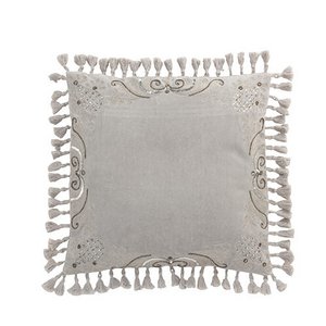 Cushion "Tassels" velvet grey