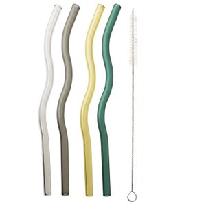 Glass Straw Set PETER Multicolor 20cm Set of 4
