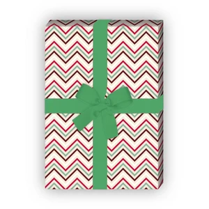 4 small sheets: Graphic wrapping paper with retro zigzag in red