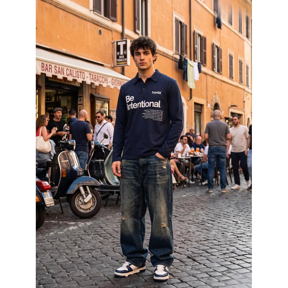 Polo Navy 180g Piqué Cotone Made in Italy | Horda