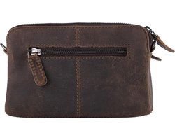 Telefontasche dunkelbraunes Leder mit Tierdruck dunkelbrauner Damenbeutel kleiner Crossbody