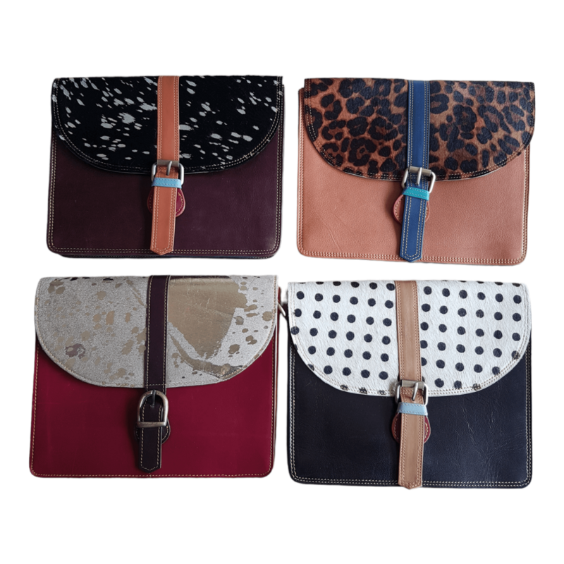 Ledertasche Sara mit Animal-Print