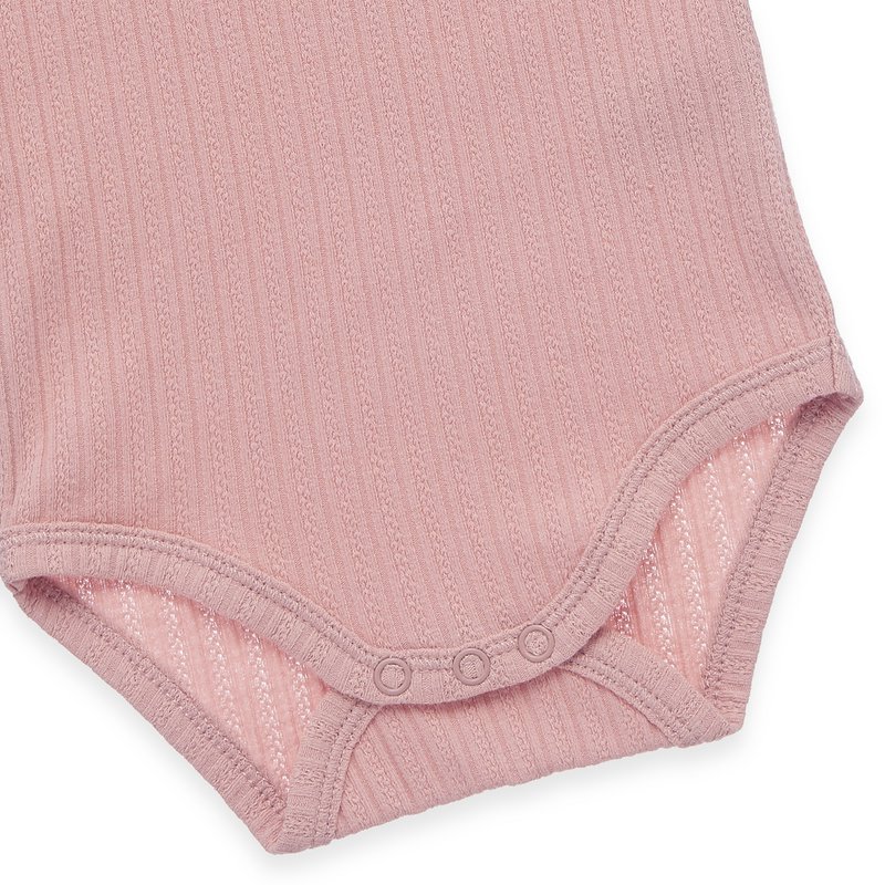 Baby lichaam kort -arm - met gegolfde decoratie op de nek en Ajour Jersey - Pink