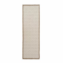  Beige yoga mat with a floral pattern design, suitable for yoga and other fitness activities.