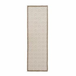 Beige yoga mat with a floral pattern design, suitable for yoga and other fitness activities.