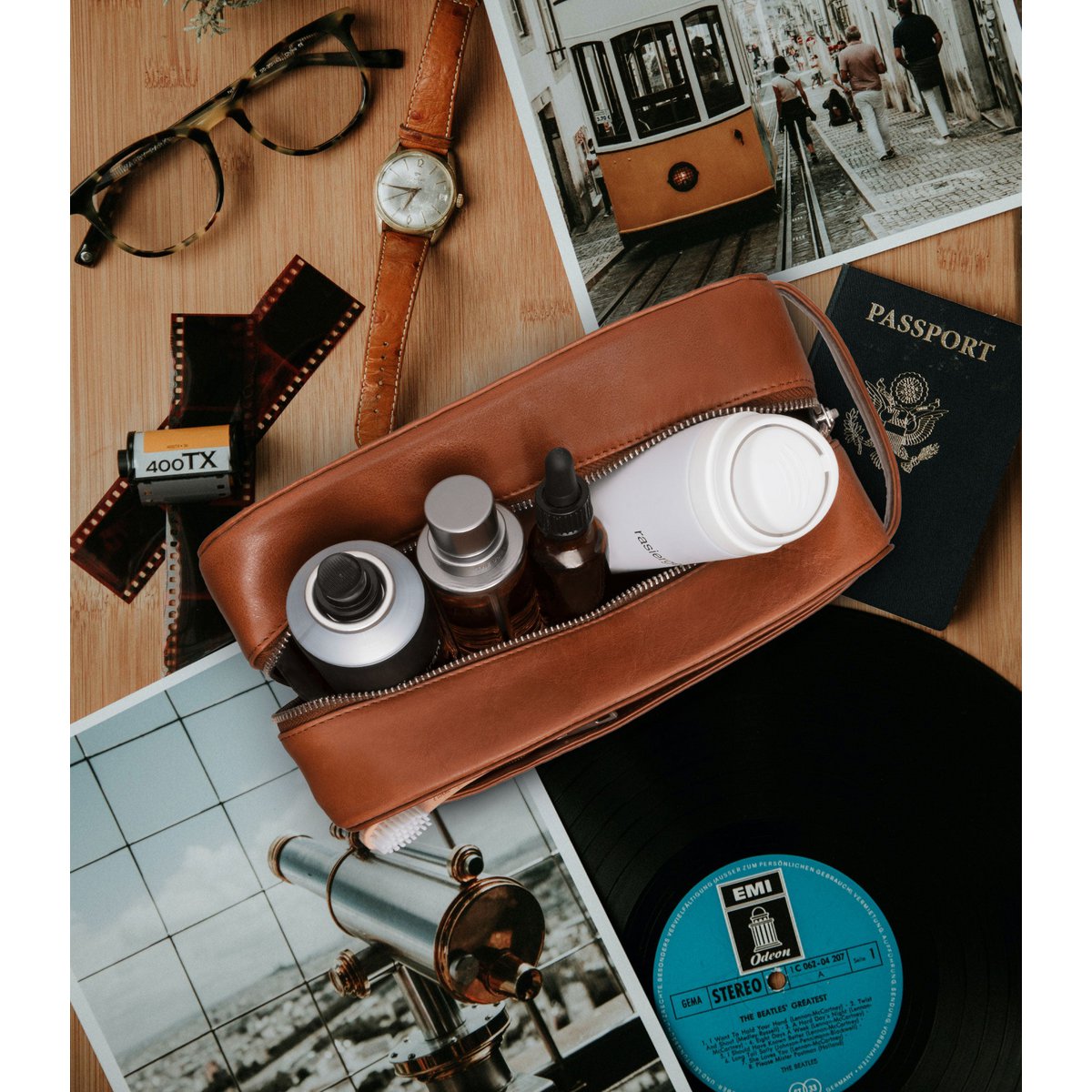 Kulturtasche ATLAS Cognac