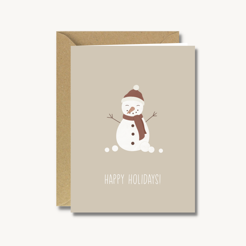 Kerstkaart met envelop - Happy holidays snowman