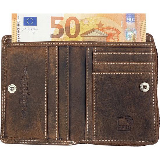 Arrigo RFID Ritersponnee di bufalo colorato di cognac per donne e signori
