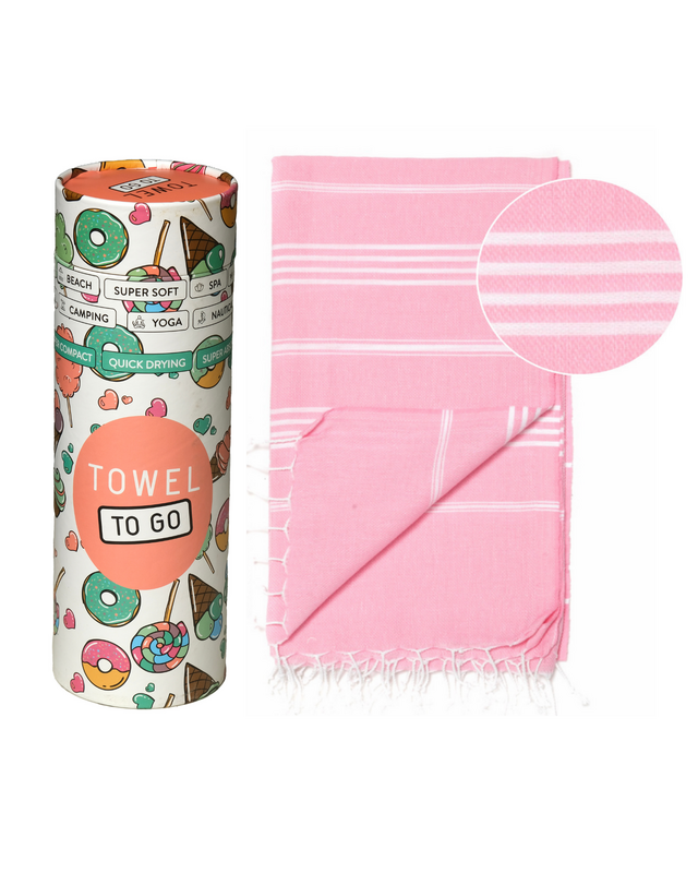TELO TO GO IPANEMA KIDS Telo mare in cotone 180x100 cm | Senza sabbia | Rosa | con confezione regalo