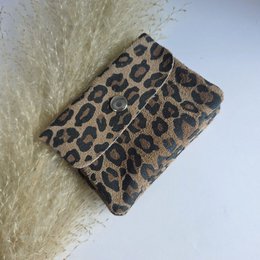 Mini portafoglio leopardato marrone