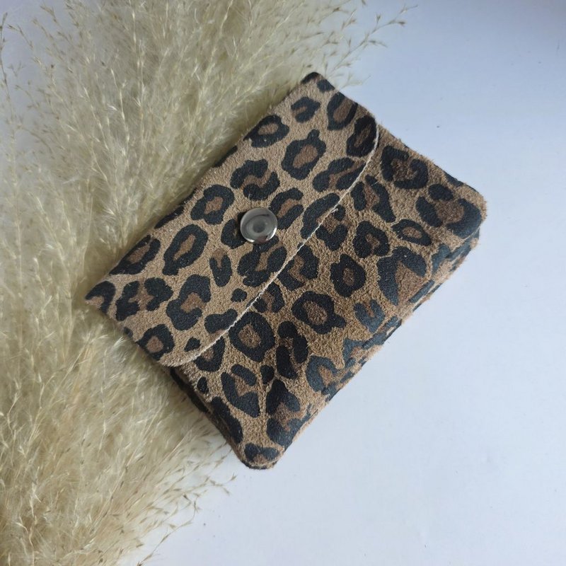 Mini portafoglio leopardato marrone