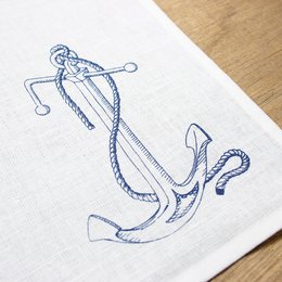 maritime half-linen napkin anchor