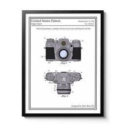 Black and white patent drawing of an SLR camera. The image shows the technical details and schematics of the camera design.