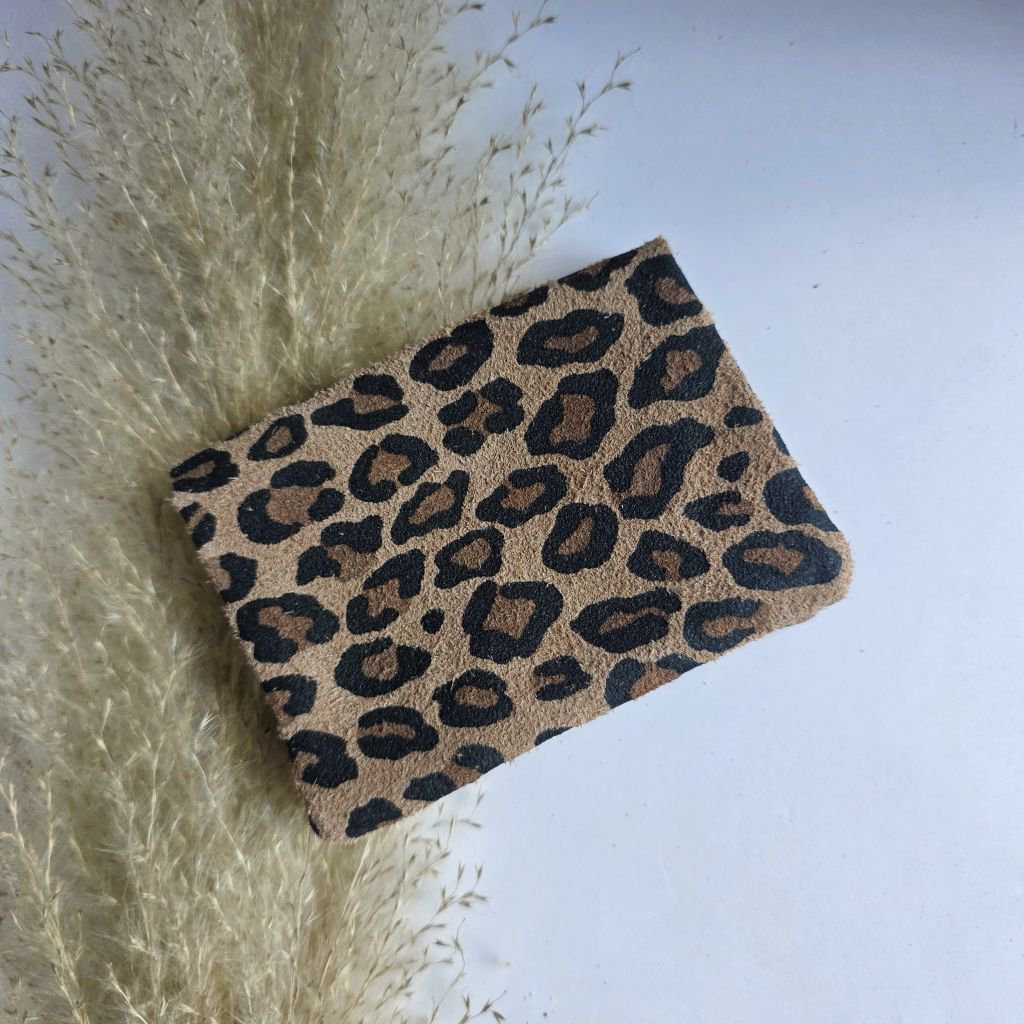Mini portafoglio leopardato marrone