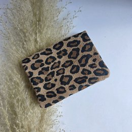 Mini portafoglio leopardato marrone