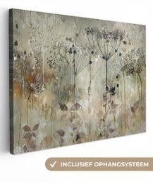 Lærredsmaleri - vægdekoration - blomster - grå - natur - kunst